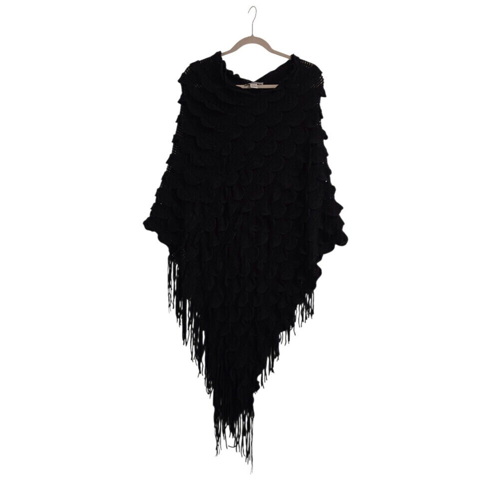 Marc New York Poncho Andrew Marc Black OS Knit Sweater